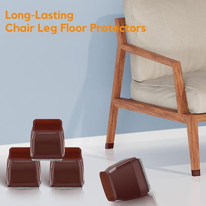 36Pcs Brown Square Chair Leg Floor Protectors, High Elastic Felt Furniture Pads - Image 6
