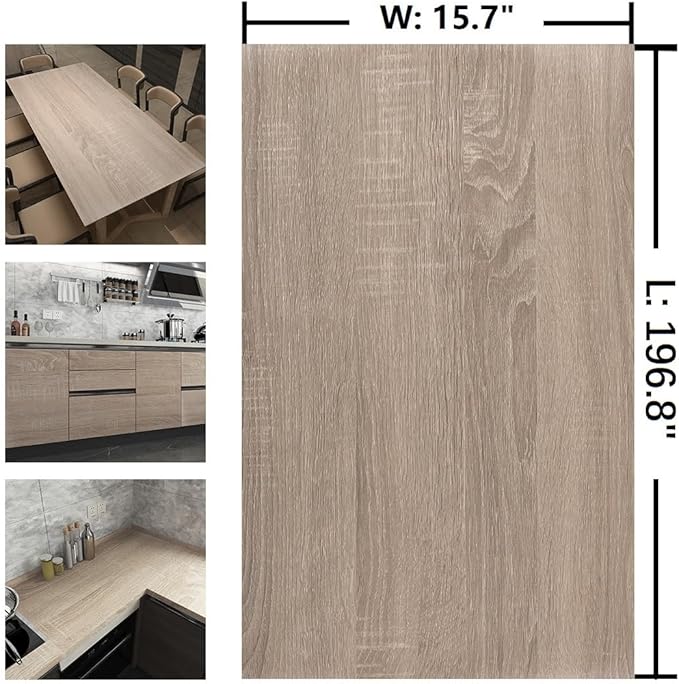 Gray Brown Wood Grain Contact Paper Waterproof Faux Wood Wallpaper Peel and - Image 7