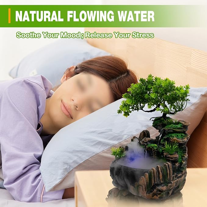 Tabletop Water Fountain with LED Lights – Resin Desktop Fountain - Image 3