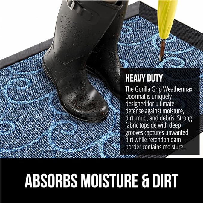 GORILLA GRIP 100% Waterproof All-Season WeatherMax Doormat, US Designed Natural - Image 4