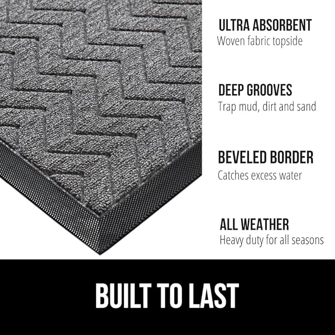 GORILLA GRIP 100% Waterproof All-Season WeatherMax Doormat, US Designed Natural - Image 2
