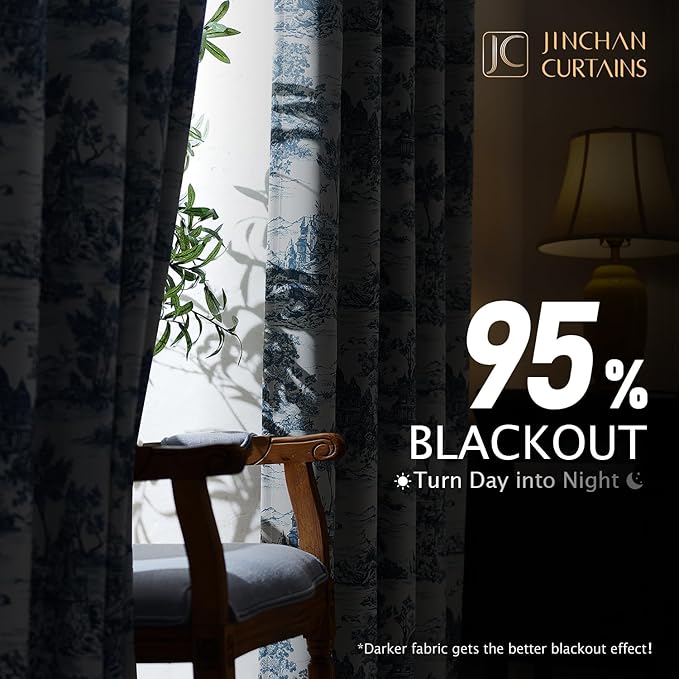 jinchan 95% Blackout Toile Curtains - Image 2