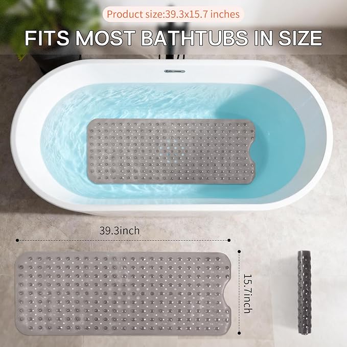Anti-Slip Bathtub Shower mat, 39.3×15.7 inch（Approximately 100 × 40cm） Soft - Image 3
