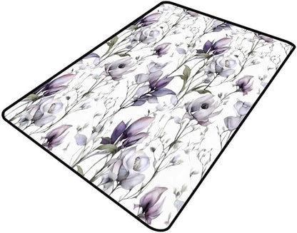 Watercolor Floral Runner: Moisture Barrier Area Rug by Snarena