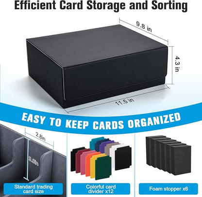 Trading Card Storage Box with 12 Dividers and 6 Foam Stoppers, Large Capacity - Image 4