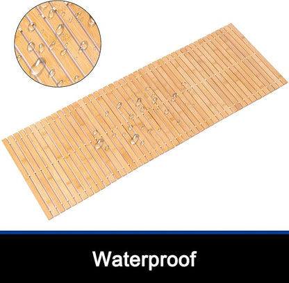 Bamboo Bath Mat Bathroom Runner Long Large Rugs Floor Wood Shower Bathtub - Image 3