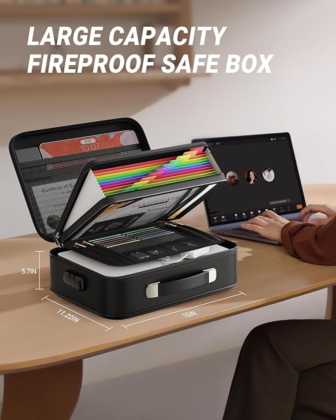 Oterri Fireproof Document Box, Hard Case Safe box - Image 5