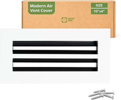 Modern Air Vent Cover 10x4 – Aluminum Linear Slot Diffuser, Decorative White by GREENVENT