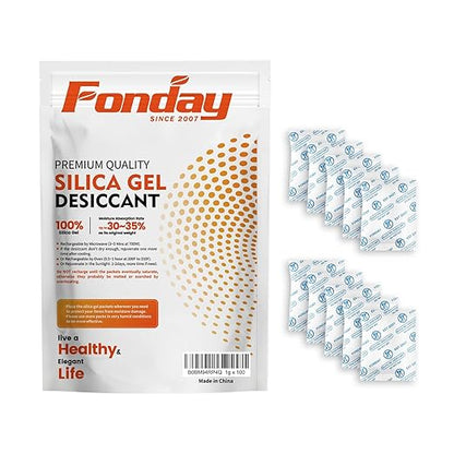 1 Gram 100 Packets Fonday Food Grade Silica Gel Desiccants Packs Moisture by Fonday