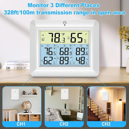 Urageuxy Weather Station Wireless Indoor Outdoor Thermometer - Image 3