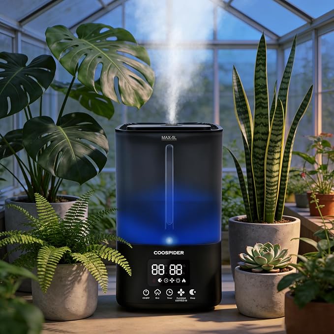 Coospider 5L Humidifier for Indoor Plants, Top Fill Humidifier for Grow Tent by Coospider