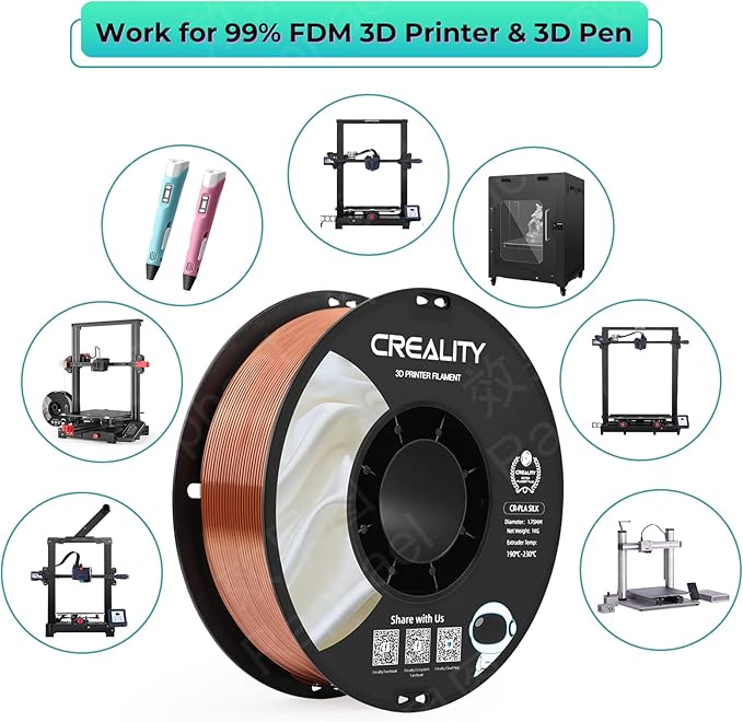 Creality Silk PLA 3D Printer Filament, Silk Shiny Metallic PLA Filament 1.75mm - Image 5