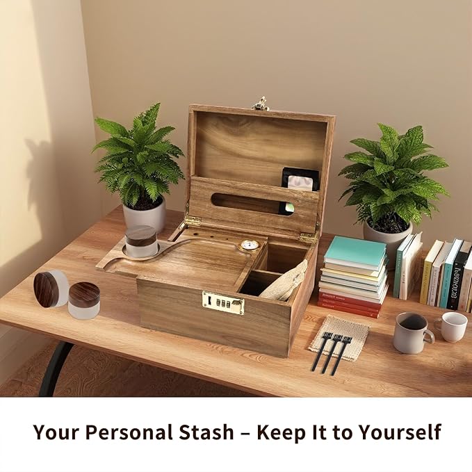 Large Wooden Box With Combination Lock, Wooden Lock Box With Lid, Locked - Image 5