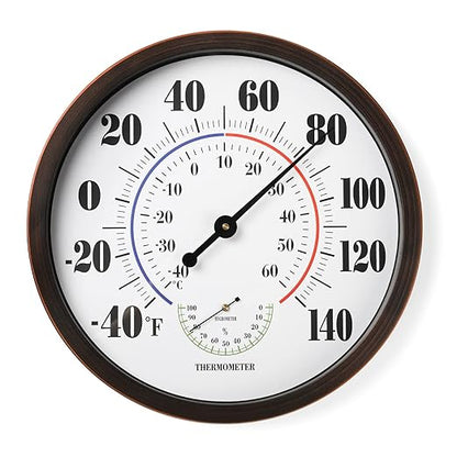 Indoor Outdoor Thermometer Wall Large Numbers Thermometer No Battery 12" by LUBYBG