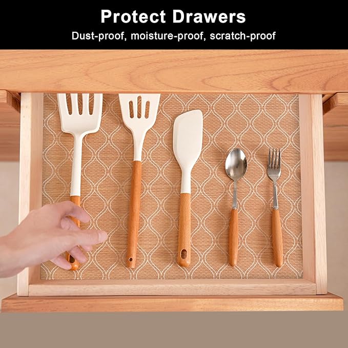 Cooyes Shelf Liner for Kitchen Cabinets Waterproof Kitchen Cupboard Liner - Image 2