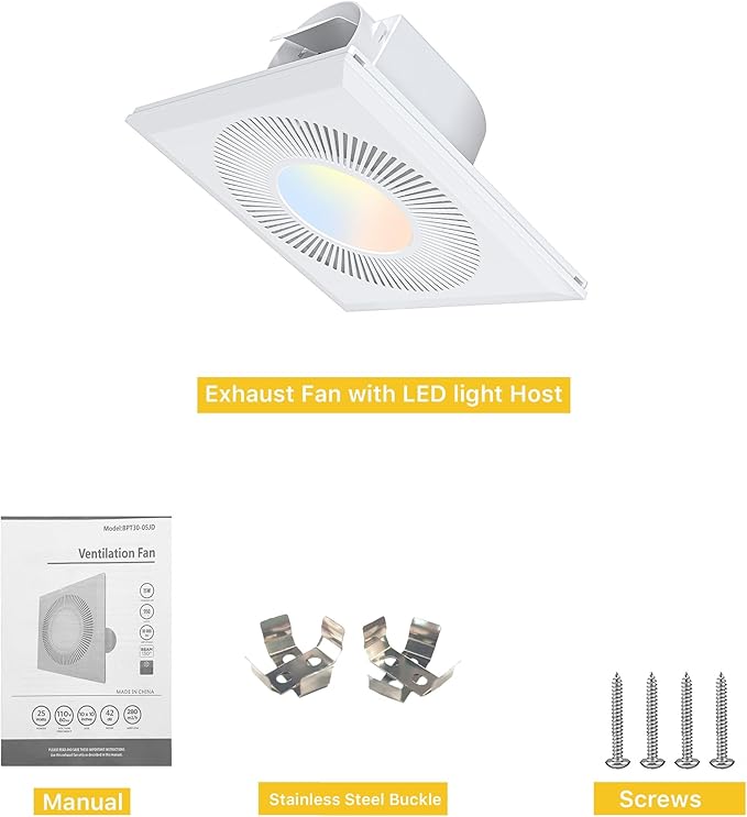 Bathroom Exhaust Fan with Light: 165CFM Shower Bathroom Vent Fan with 11.8IN - Image 9