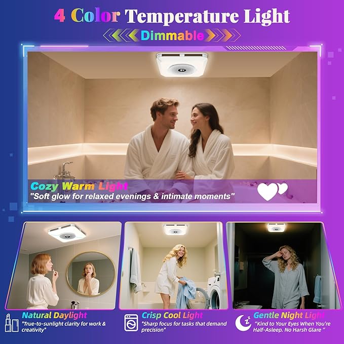 Bathroom Exhaust Fan with Speaker & Light Plug & Play, Dual Speakers, 230 CFM - Image 5