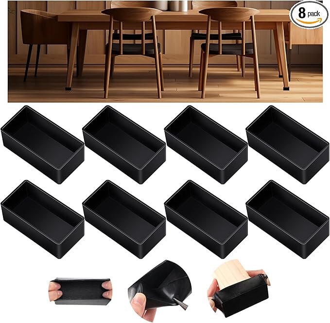 8pcs Rubber 2x4 Wood Post End Cap Rectangle Furniture Leg Caps Black Chair by RattanView