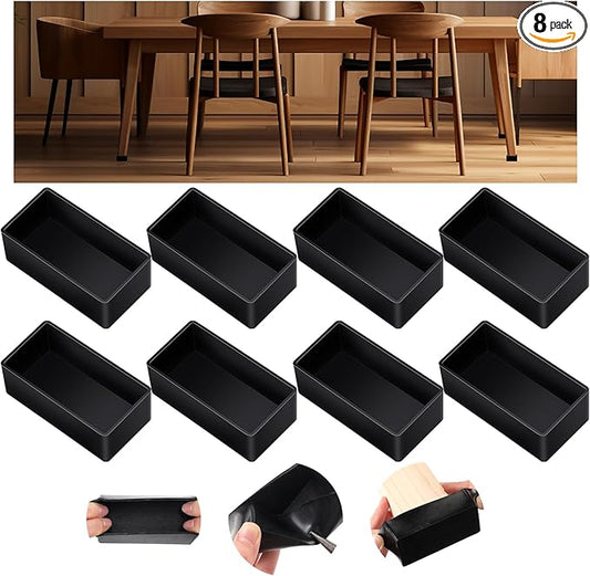 8pcs Rubber 2x4 Wood Post End Cap Rectangle Furniture Leg Caps Black Chair by RattanView