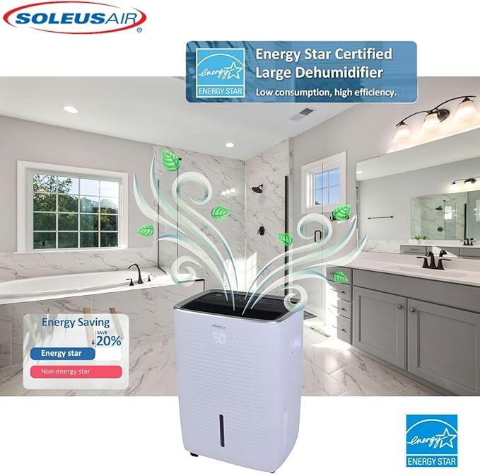 Soleus Air 35 Pint Dehumidifier, Energy Star Rated 2, 500 Sq Ft, - Image 7