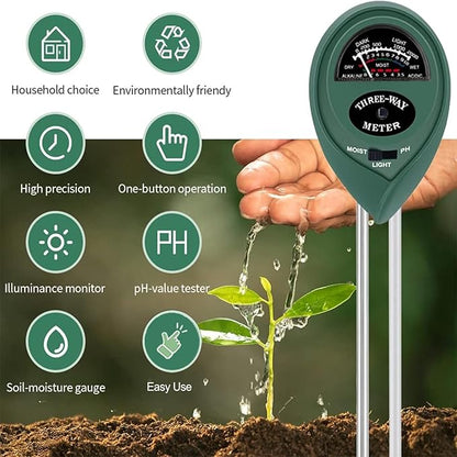 2 Pack Soil Tester, 3-in-1 Plant Moisture Meter Light and PH Tester Garden Lawn - Image 3