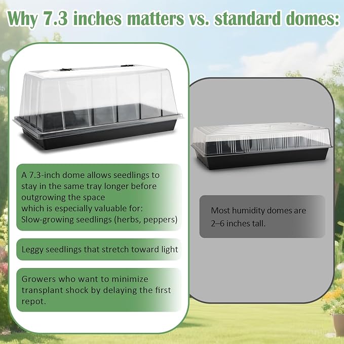 1020 Trays with Tall 7.3'' Dome, Heavy Duty 1020 Seed Trays and Flats with Lid - Image 6