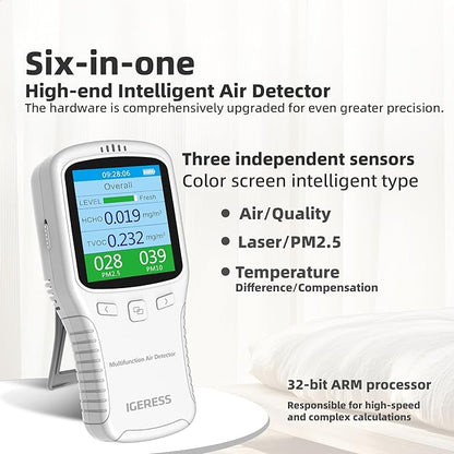 Air Quality Monitor Indoor, 8 in 1 Formaldehyde Detector, voc Meter, Detect - Image 5