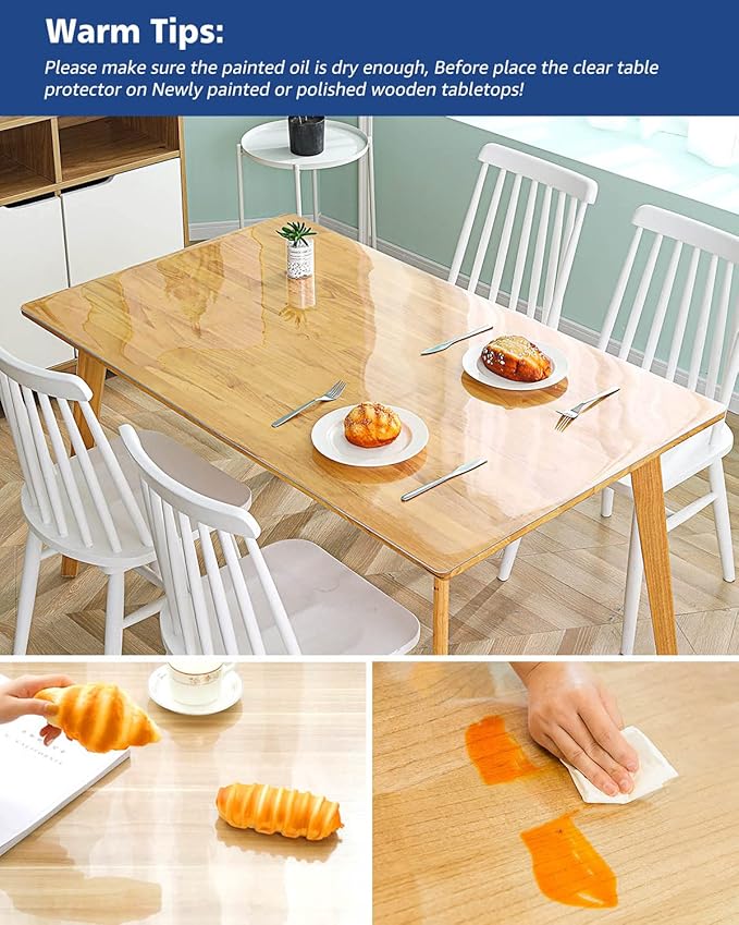 42X54 Inch Plastic Tablecloth Cover Rectangular Clear PVC Dining Table - Image 4
