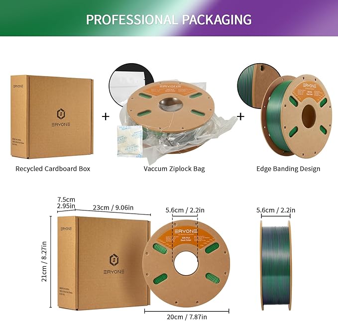 ERYONE Silk Dual Color PLA Filament 3D Printer 1.75mm +/- 0.03mm, Bicolor - Image 6