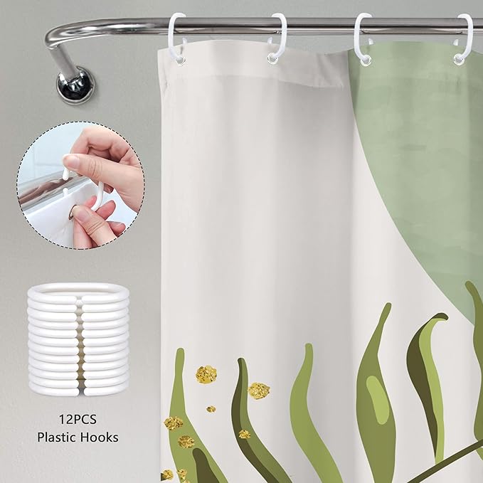 Sage Green Boho Shower Curtain 72Wx84H Extra Long Modern Abstract Bohemian - Image 5