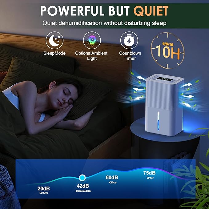 Portable Dehumidifier for Small Room, Bathroom & Closet | 91 OZ Tank | Compact - Image 4