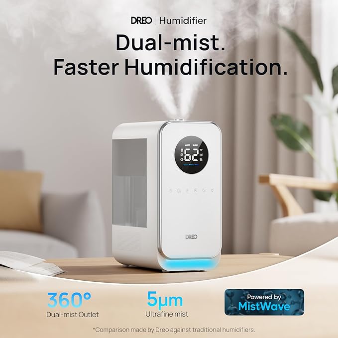 DREO Humidifiers for Bedroom, Top-filled Smart Quiet Cool Mist Humidifiers for - Image 2