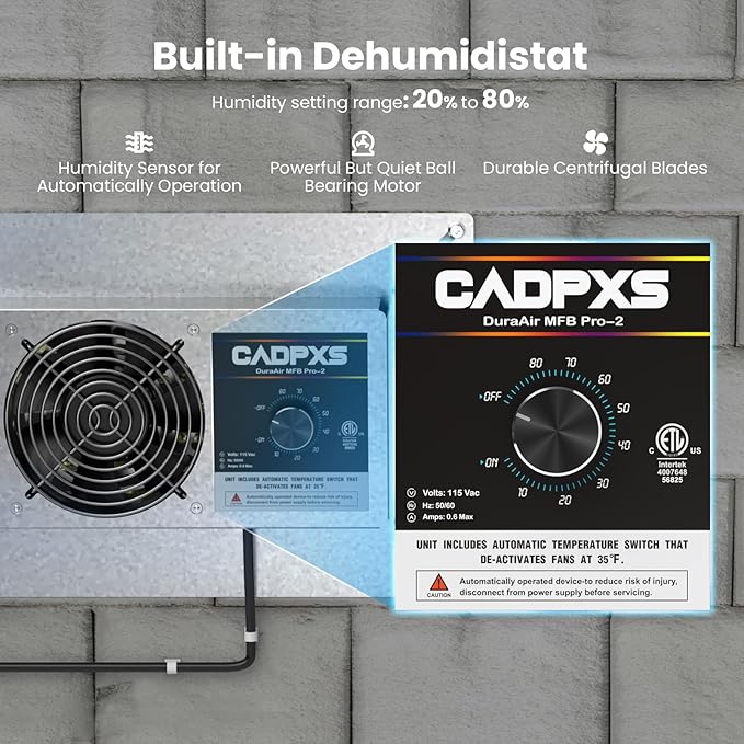 CADPXS Crawlspace Ventilation Fan, Crawlspace Fan Vent - Image 3