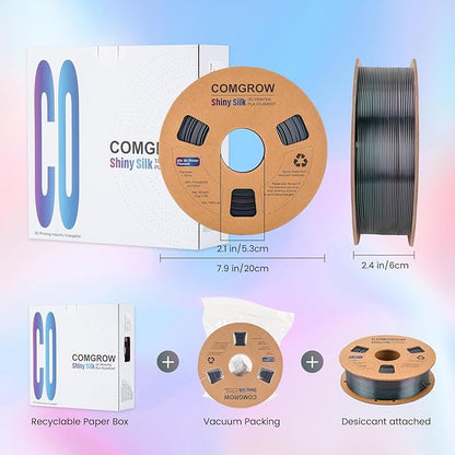 Comgrow Rainbow Colors Silk PLA 3D Printer Filament, PLA Filament 1.75mm - Image 4