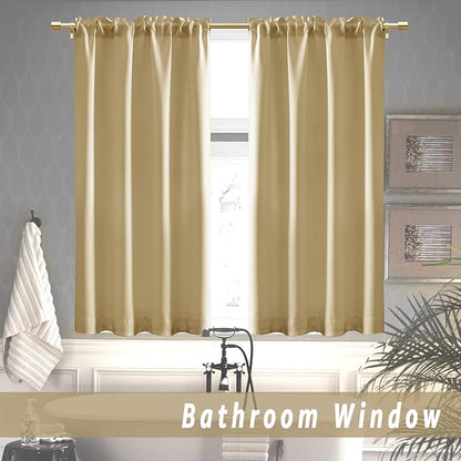 Beige Blackout Curtain Panels 42 Inch Length - Image 6