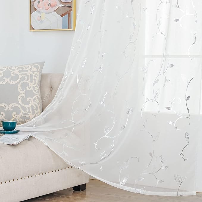 BUHUA White Sheer Curtains 84 Inch Length Semi - Image 6