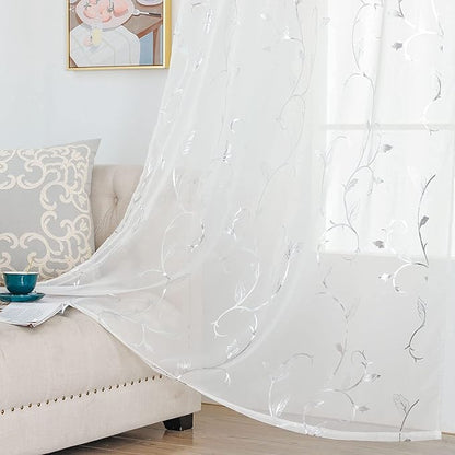 BUHUA White Sheer Curtains 84 Inch Length Semi - Image 6