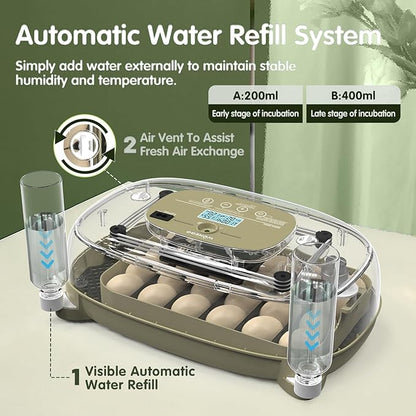 24 Egg Incubator with Automatic Turning, Temperature and Humidity Control - Image 4