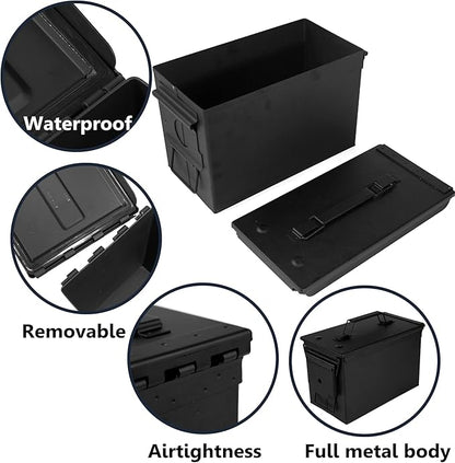 GUGULUZA Metal Ammo Can 30/50 Cal, Lockable Bullet Storage Case, Waterproof & - Image 3