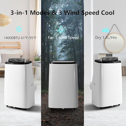 14000 BTU Portable Air Conditioners, 3-in-1 Cooling AC Unit w/Dehumidifier & - Image 3