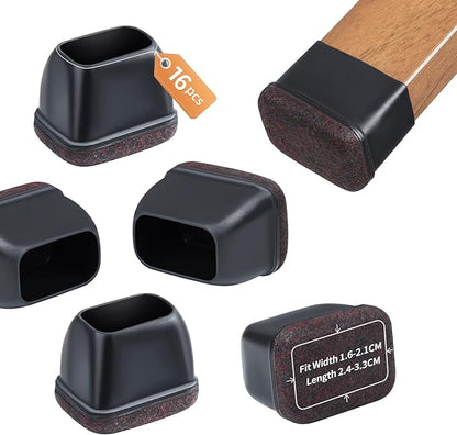Ezprotekt 16 Pcs Rectangle Black Felt Chair Leg Floor Protectors by VisittheEzprotekt