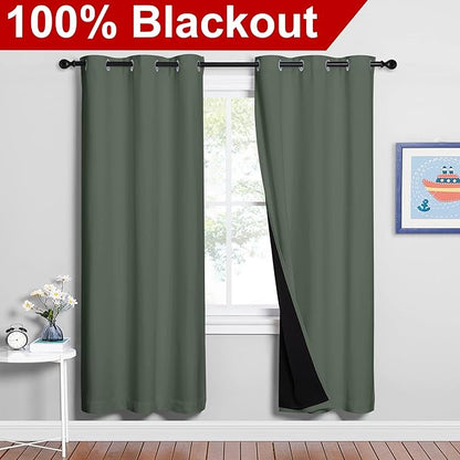 NICETOWN 100% Blackout Window Curtain Panels, Full Light Blocking Drapes - Image 2