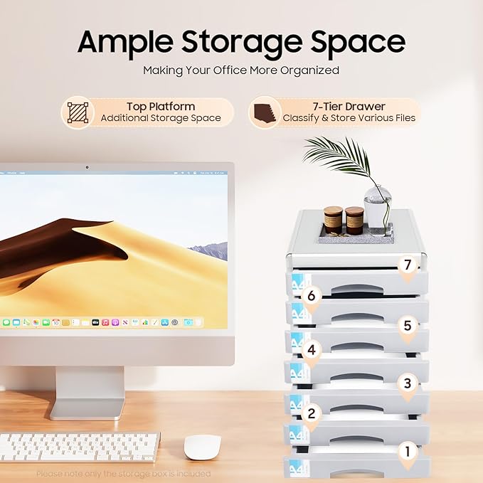 7 Tier Desktop Drawer Organizer, Aluminum Alloy File Organizer, Desktop Drawer - Image 5