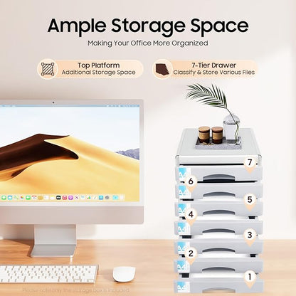 7 Tier Desktop Drawer Organizer, Aluminum Alloy File Organizer, Desktop Drawer - Image 5