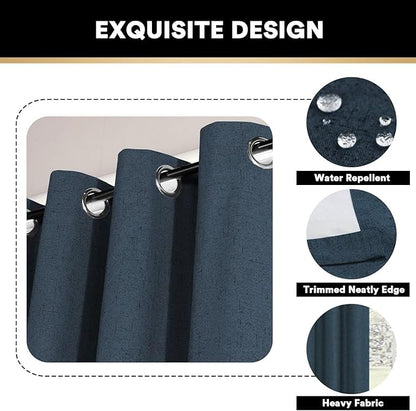 PrinceDeco Linen Blackout Curtains 108 Inches Long Thermal Insulated Textured - Image 6