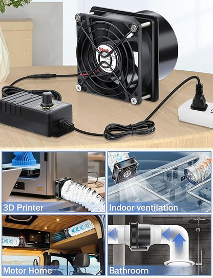 Wathai 80mm 12V DC Axial Exhaust Fan Small Fume Extractor - Image 4