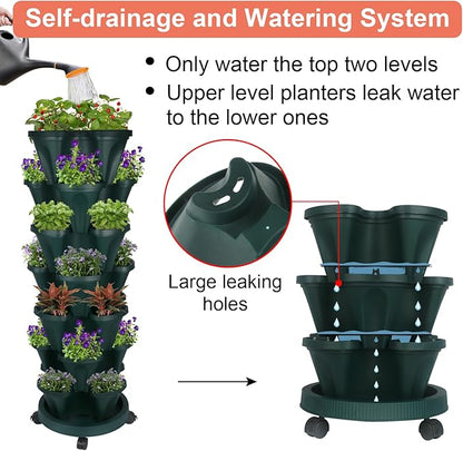 GameXcel Vertical Planter 7 Tier Stackable Planters Garden Planters Strawberry - Image 4