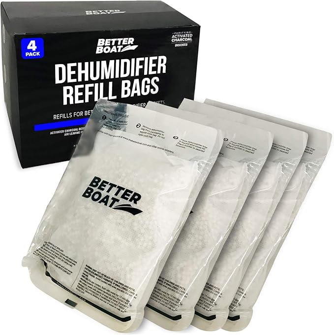 4 Pack Moisture Absorber Refill Bags, Unscented and Fragrance-Free Pellet Packs by BetterBoat
