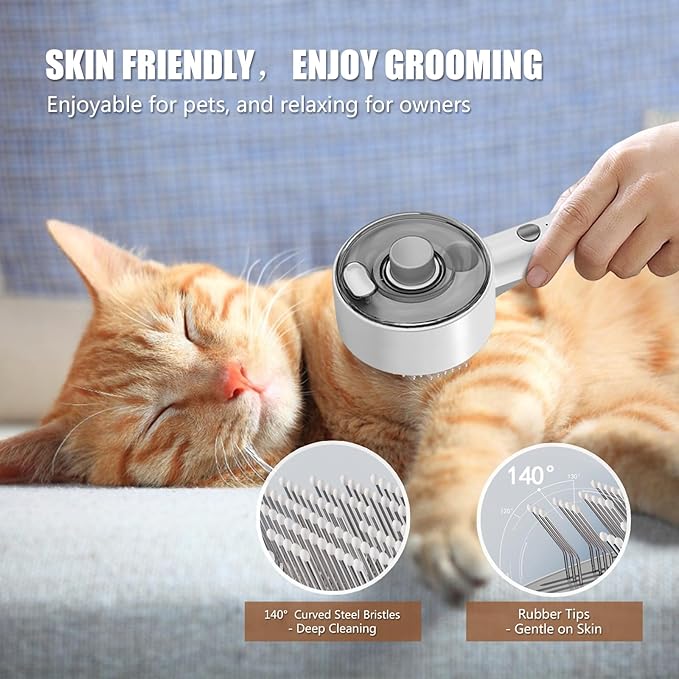 Cloud Care Cat Brush for Indoor Cat Steam Brush for Shedding Spritz Defur Comb - Image 3