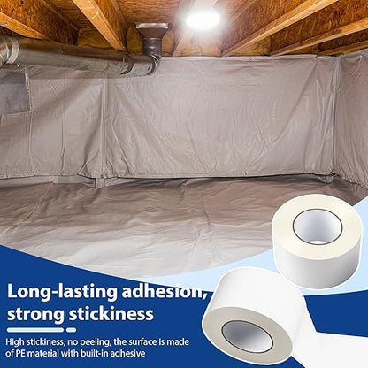 Treela 6 Rolls Vapor Barrier Tape 3" x 180' 9 Mil White Polyethylene Tape - Image 4
